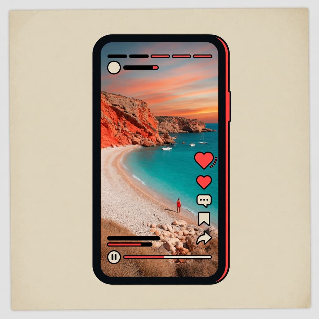 Illustration eines Reisefeed auf dem Telefon