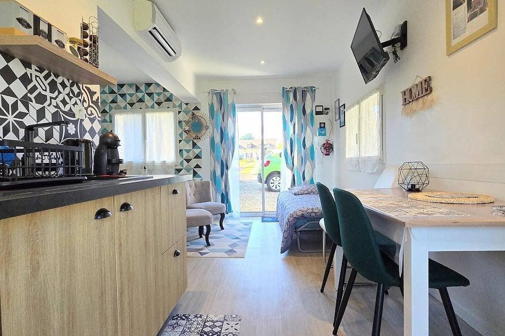 Foto 12 von 17: Gemütliches Studio in der Normandie mit Terrasse, Klimaanlage, Parkplatz und Haustiere erlaubt