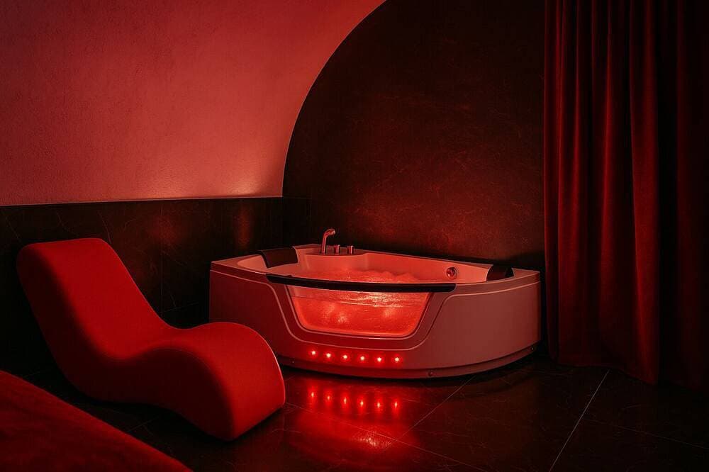Foto 4 von 5: La suite miroir, La suite miroir, love room with jacuzzi between Aix and Marseille.