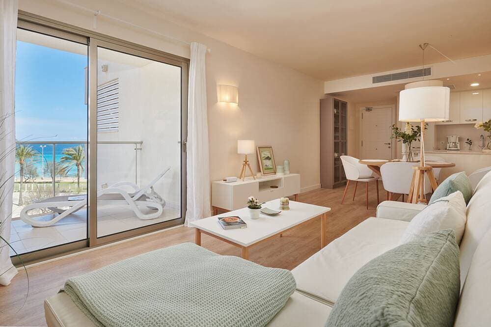 Foto 9 von 23: Mod.Fewo im Sa Maniga/ 4Etage, Lift, am Strand, 2Sz,2 Balkone, Meerblick,Wifi