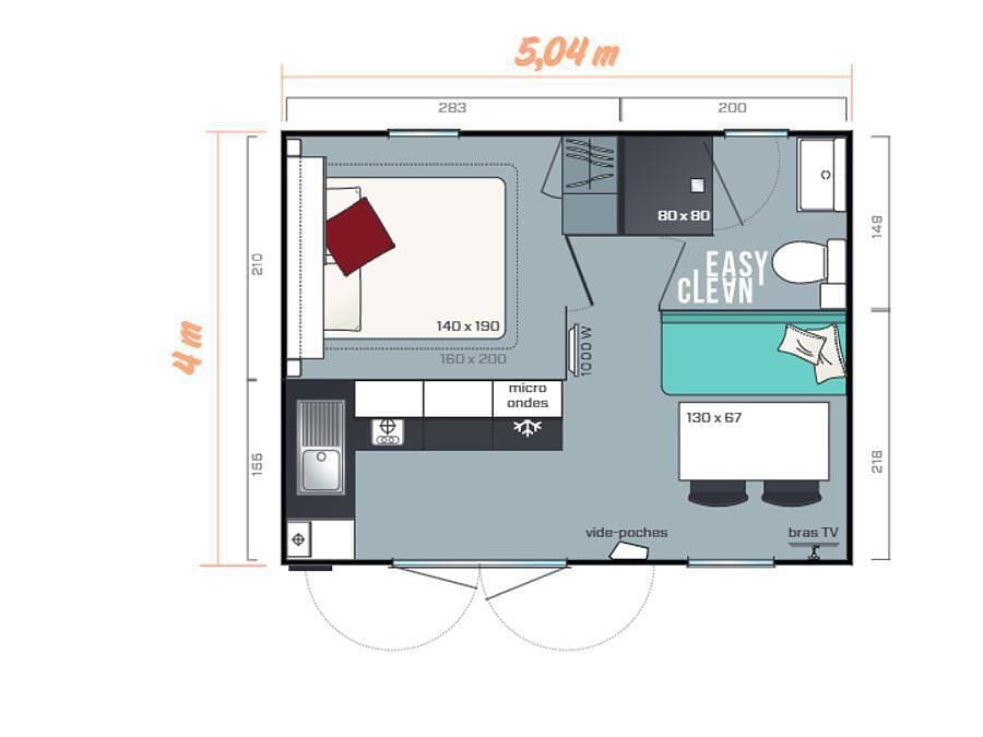 Foto 9 von 28: Camping Les Flots-Atlantique - Mobilheim 2 personen - Duo - 20m²