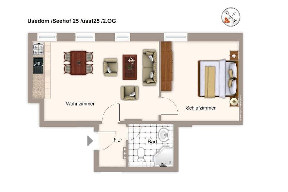 Foto 6 von 7: Niedliche Ferienwohnung in erstklassiger Strandlage mit Sauna in der Anlage