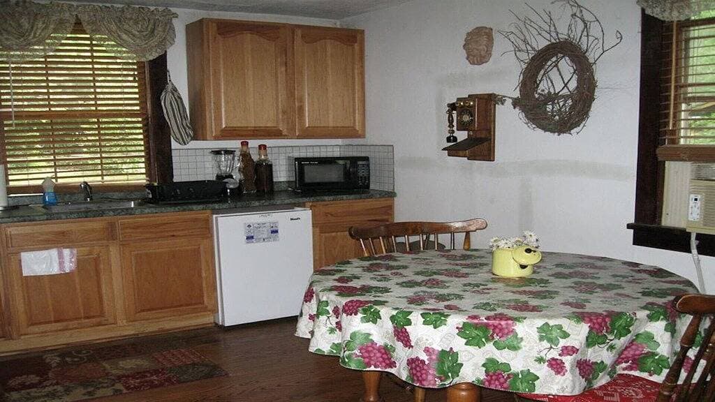 Foto 5 von 15: Rustikale River Cabin, Charming Riverfront, Hottub, 2 Steinkamine, Dock, Ansichten