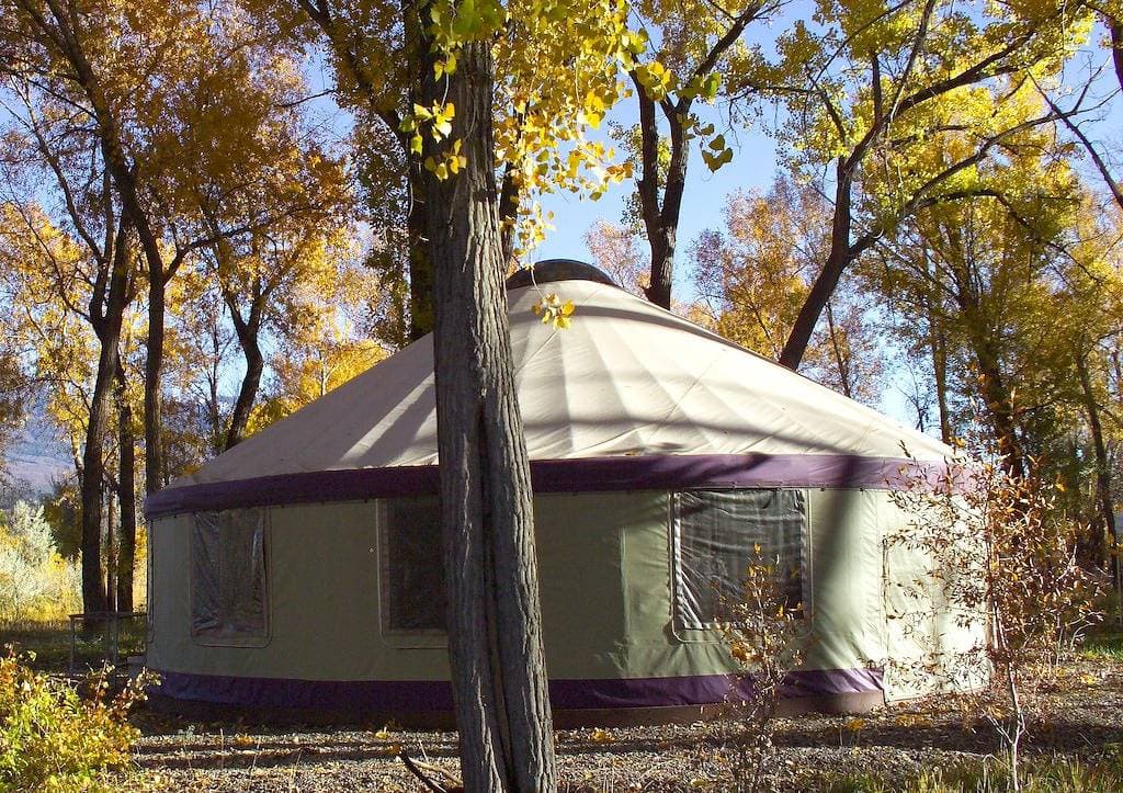 Foto 10 von 41: Die Grove Yurt ist eine primitive Wohnsituation direkt am Fluss
