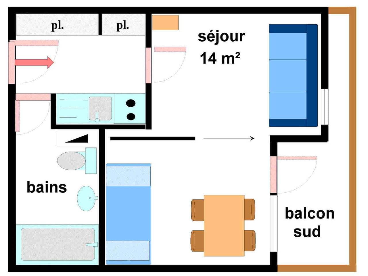 Foto 5 von 10: Gemütliches Studio auf den Skipisten, südseitiger Balkon, nahe Esf und Einkaufsmöglichkeiten