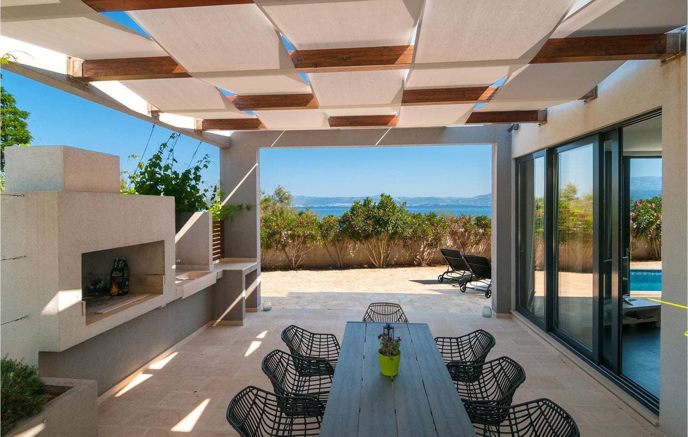 Foto 9 von 33: Gemütliche Ferienwohnung mit Meerblick, Pool und Terrasse, 400 m vom Strand entfernt