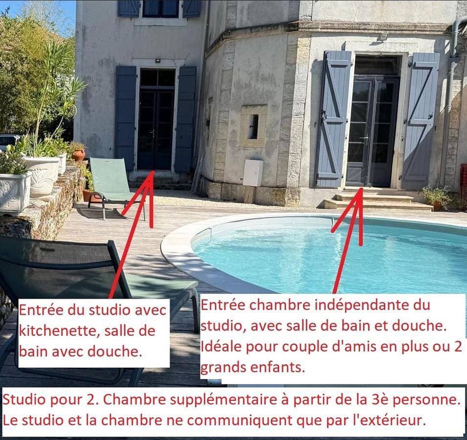 Foto 2 von 34: Studio with pool view (2 people) + 1 double room (for 3 or 4 people)