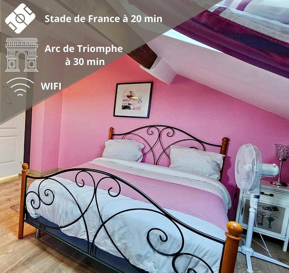 Chambre privée dans logement partagé, Pinky Elisabeth cozy Paris & Stade de France 1