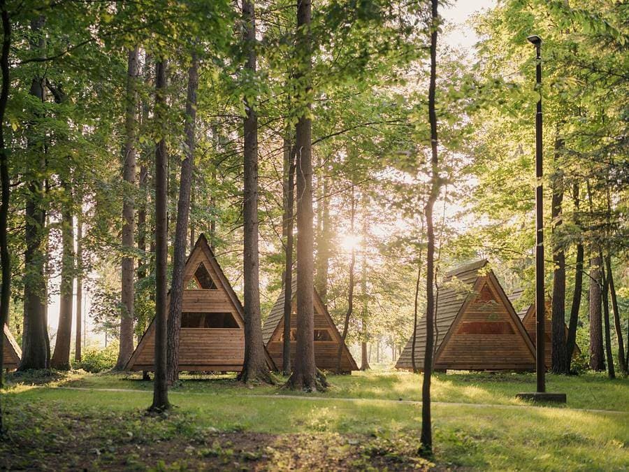 Foto 9 von 81: Forest Camping Mozirje - Unterkunft 3 personen - Glamping Hut Forest Bed