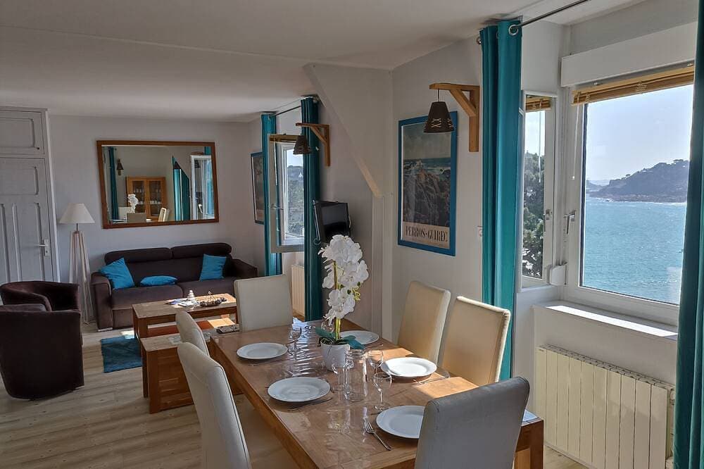 Perros-Appt klassifiziert 3 *, Panorama-Strand direkt am Meer Trestraou, Garten, WIFI 1