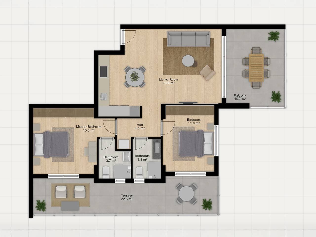 Foto 9 von 9: Sanders Breeze – Schönes Apartment mit zwei Schlafzimmern und Balkon