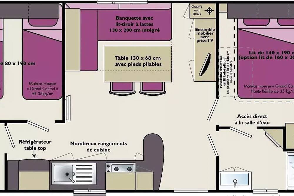 Foto 3 von 12: West Camping *** - Mobil-Home Comfort 27m2 - 2 bedrooms (Ocean type or Trigano) 4 people