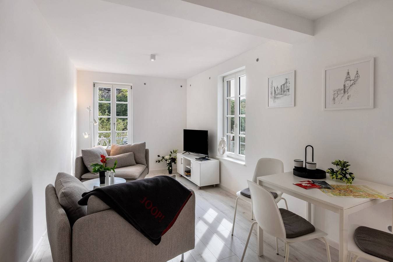 Foto 3 von 30: Ferienwohnung 'Saale Fewo Mit Burgblick' mit Seeblick, Gemeinschaftsgarten und Wi-Fi