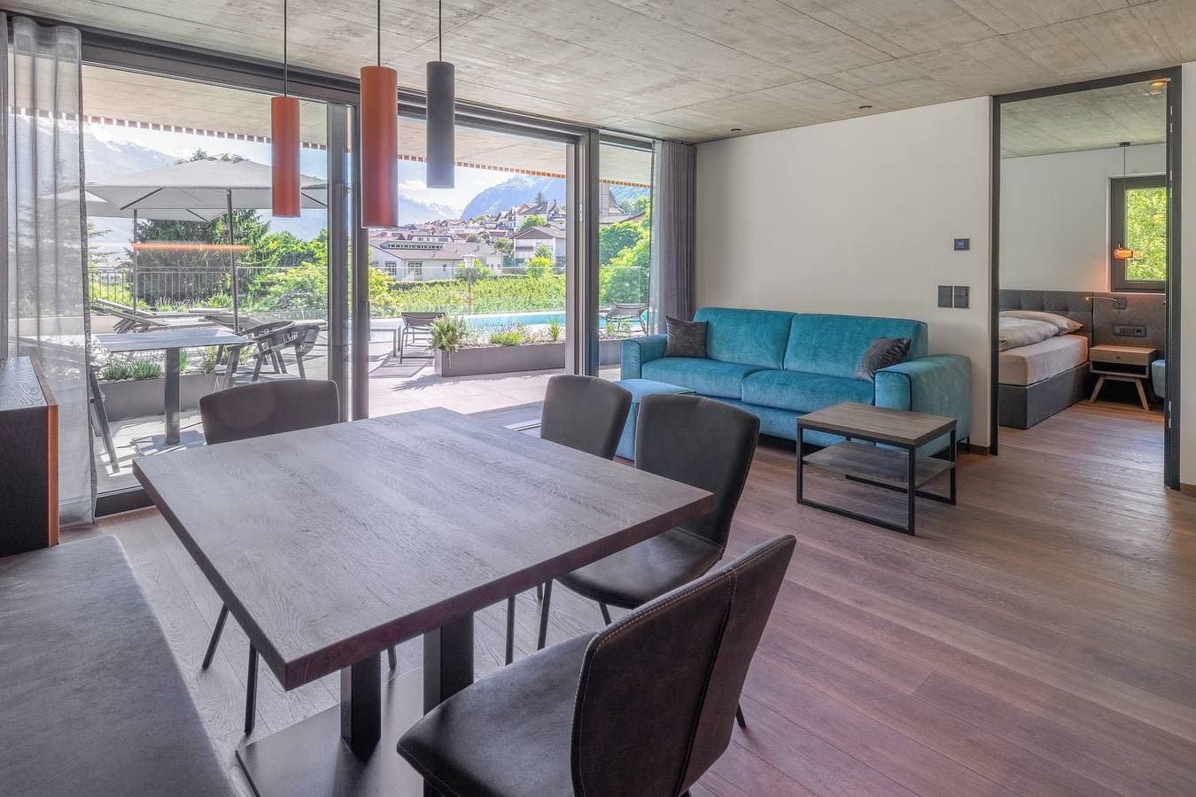 Foto 8 von 20: Ferienwohnung 'Köfele Lodge Rosa' mit Bergblick, Gemeinschaftspool und WLAN